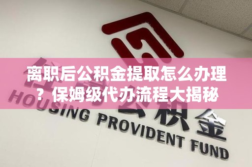 东至离职后公积金提取怎么办理?保姆级代办流程大揭秘 东至离职后公积金提取怎么办理?保姆级代办流程大揭秘